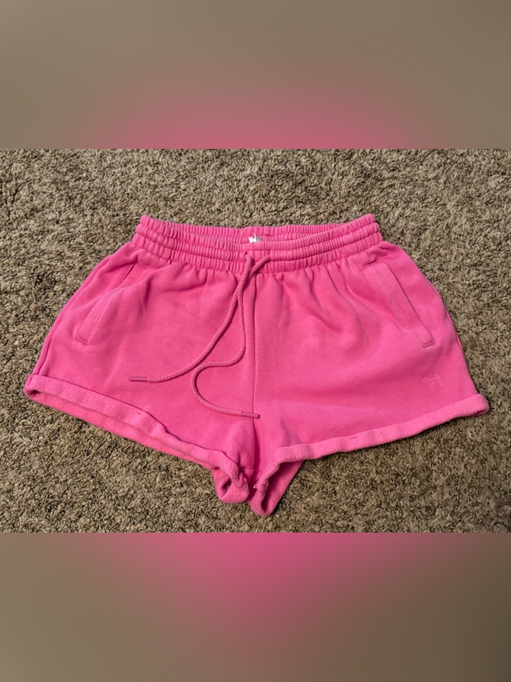 PINK Victoria's Secret Hot Pink Fleece Drawstring Shorts